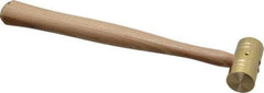 Made in USA - 1/2 Lb Head 1" Face Brass Head Striking Tool Hammer - 10-1/2" OAL, Wood Handle - Caliber Tooling