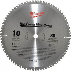 Milwaukee Tool - 10" Diam, 5/8" Arbor Hole Diam, 80 Tooth Wet & Dry Cut Saw Blade - Carbide-Tipped, General Purpose & Straight Action, Standard Round Arbor - Caliber Tooling