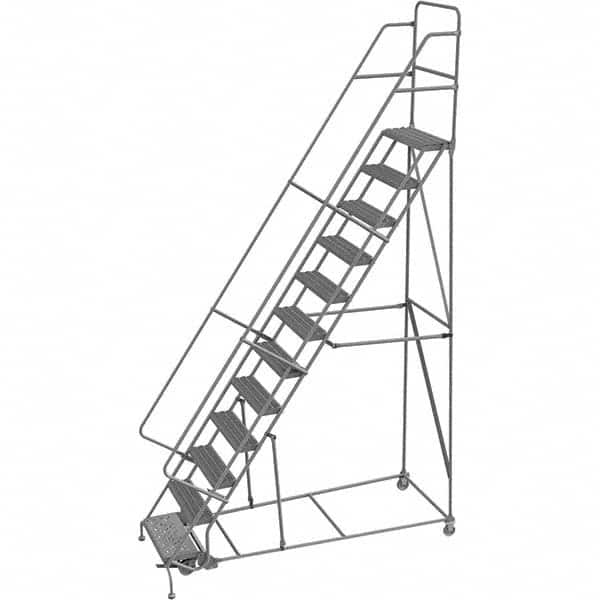 TRI-ARC - 156" 12 Step Rolling Platform Ladder - 450 Lb Capacity, 120" Platform Height, 35" Base Width x 90" Depth, Serrated Tread - Caliber Tooling