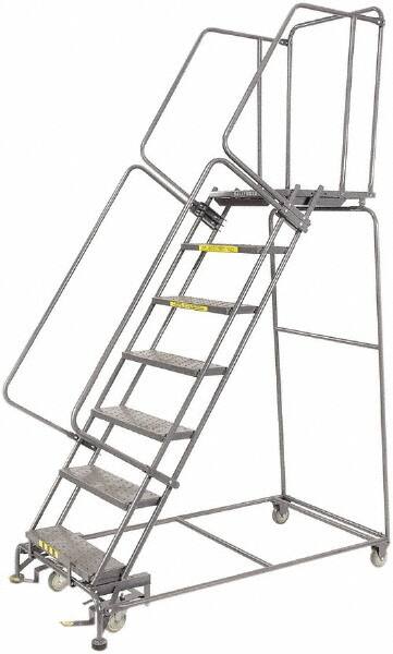 Ballymore - 103" 7 Step Ladder - 450 Lb Capacity, 70" Platform Height, 24" Base Width x 62" Depth, Heavy-Duty Serrated Grating - Caliber Tooling