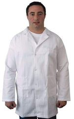 PRO-SAFE - Size M White Lab Coat - Polyester and Cotton, Snap Front, Open Wrists, (2 Pass Through Pockets and Front Chest and Hip Pocket) - Caliber Tooling