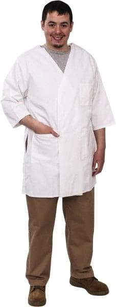 PRO-SAFE - Size XL White Smock with 5 Pockets - Polyester and Cotton, Buttonless and Ties In Back - Caliber Tooling