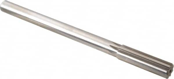 Alvord Polk - 47/64" High Speed Steel 8 Flute Chucking Reamer - Straight Flute, 5/8" Straight Shank, 2-1/2" Flute Length, 9-1/2" OAL - Caliber Tooling