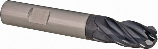 SGS - 9/16" Diam, 1-1/8" LOC, 4 Flute Solid Carbide Ball End Mill - Caliber Tooling