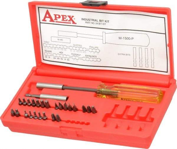 Apex - 26 Piece, 5/64 to 9/64" Hex Driver Set - Phillips, Slotted, Torx, Hex, Square, Pozidriv - Caliber Tooling