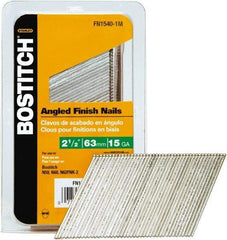 Stanley Bostitch - 15 Gauge 0.07" Shank Diam 2-1/2" Long Finishing Nails for Power Nailers - Steel, Bright Finish, Smooth Shank, Angled Stick Adhesive Collation, Round Head, Chisel Point - Caliber Tooling