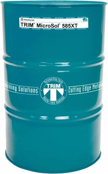 Master Fluid Solutions - Trim MicroSol 585XT, 54 Gal Drum Cutting & Grinding Fluid - Semisynthetic, For Aluminum Alloys, Cast Iron, Composites, Copper, Plastics, Steels & Titanium - Caliber Tooling