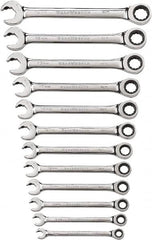 GearWrench - 12 Piece, 8mm to 19mm, 12 Point Ratcheting Combination Wrench Set - Metric Measurement Standard, Chrome Finish - Caliber Tooling