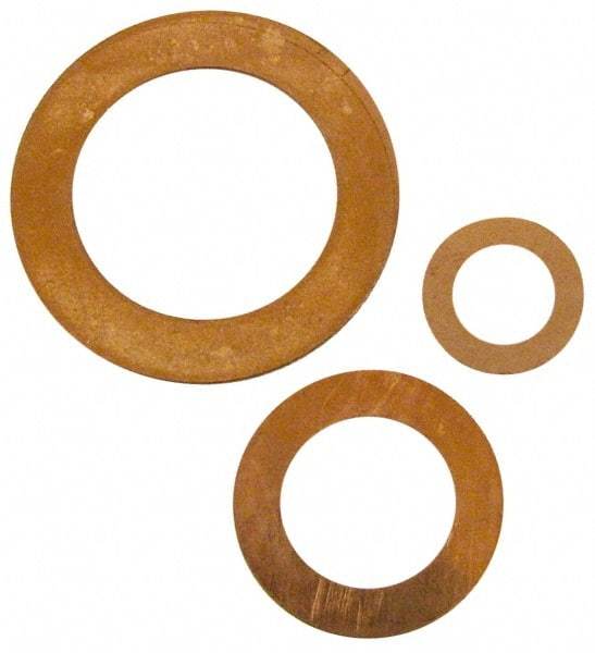 Made in USA - 0.064" Thick, 1/2" Inside x 3/4" OD, Round Shim - 7/16" Screw, Uncoated C-172 Copper - Caliber Tooling