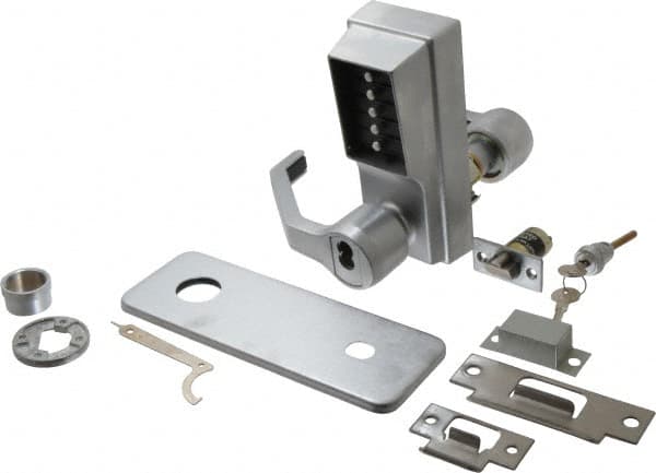 Kaba Access - Heavy Duty Combination Entry Lever Lockset with Key Override - 2-3/4" Back Set, 6 or 7 Pin Length Best & Compatible Cylinder (Core Not Included), Satin Chrome Finish - Caliber Tooling