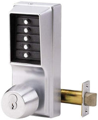 Kaba Access - 1-3/8 to 2-1/4" Door Thickness, Satin Chrome Pushbutton Knob Lockset - 2-3/4" Back Set - Caliber Tooling