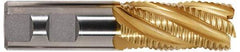 Hertel - 1-1/2" Diam, Coarse Pitch, 6" LOC, 6 Flute Cobalt Roughing Square End Mill - TiN Finish, 8-1/2" OAL, 1-1/4" Shank Diam, Single End, 30° Helix - Caliber Tooling