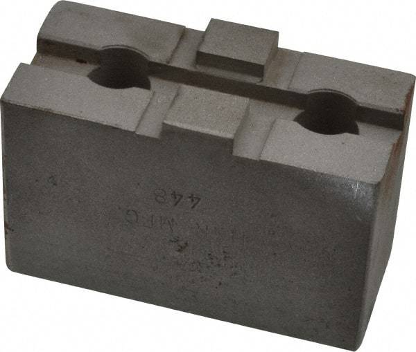 H & R Manufacturing - 6" Chuck Capacity, Tongue & Groove Attachment, Square Soft Lathe Chuck Jaw - Steel, 1-1/2" Btw Mount Hole Ctrs, 2-5/8" Long x 1-1/4" Wide x 1-5/8" High, 5/16" Groove - Caliber Tooling