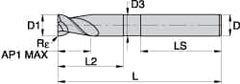 Kennametal - 0.984", 2 Flute, Single End, Solid Carbide, 0.5mm Corner Radius End Mill - 135mm OAL, 45° Helix, Right Hand Flute, 37.5mm LOC, Right Hand Cut, - Caliber Tooling