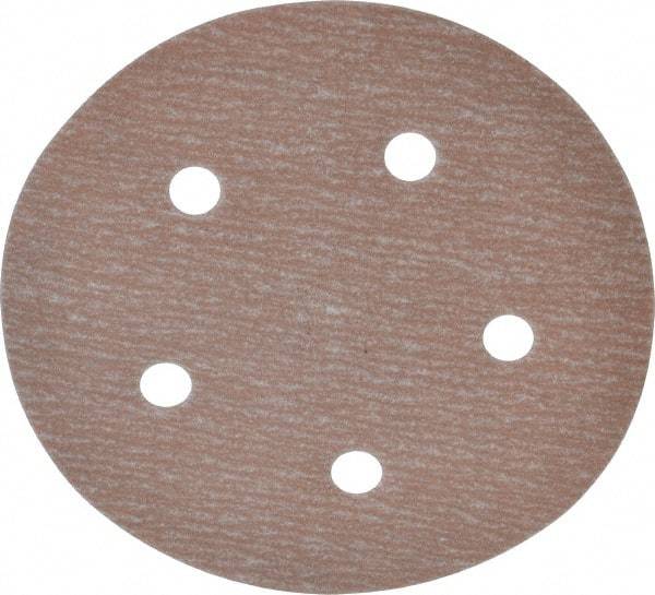 Norton - 5" Diam, 320 Grit, Aluminum Oxide Hook & Loop Disc - Extra Fine Grade, Coated, B Weight Paper Backing, Series A275 - Caliber Tooling