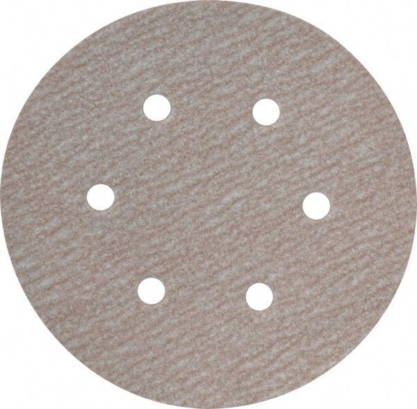 Norton - 6" Diam, 180 Grit, Aluminum Oxide Hook & Loop Disc - Very Fine Grade, Coated, B Weight Paper Backing, Series A275 - Caliber Tooling