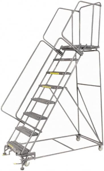 Ballymore - 113" 8 Step Ladder - 450 Lb Capacity, 80" Platform Height, 24" Base Width x 68" Depth, Expanded Metal Tread - Caliber Tooling