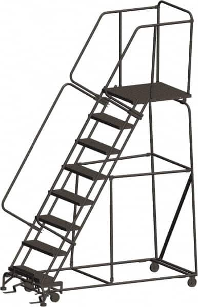 Ballymore - 113" 8 Step Ladder - 450 Lb Capacity, 80" Platform Height, 24" Base Width x 75" Depth, Heavy-Duty Serrated Grating - Caliber Tooling