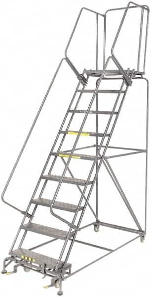 Ballymore - 123" 9 Step Ladder - 450 Lb Capacity, 90" Platform Height, 32" Base Width x 75" Depth, Expanded Metal Tread - Caliber Tooling