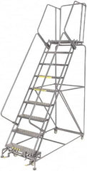 Ballymore - 123" 9 Step Ladder - 450 Lb Capacity, 90" Platform Height, 32" Base Width x 75" Depth, Expanded Metal Tread - Caliber Tooling