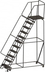 Ballymore - 143" 11 Step Ladder - 450 Lb Capacity, 110" Platform Height, 32" Base Width x 94" Depth, Expanded Metal Tread - Caliber Tooling