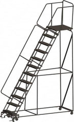 Ballymore - 153" 12 Step Ladder - 450 Lb Capacity, 120" Platform Height, 32" Base Width x 101" Depth, Expanded Metal Tread - Caliber Tooling