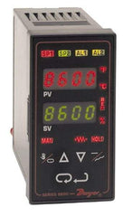 Dwyer - -350 to 3,200°F 1/8 DIN Temperature/Process Control - Dual 4-Digit LCD Display, Fuzzy Logic PID Control, 100-240 VAC/VDC - Caliber Tooling