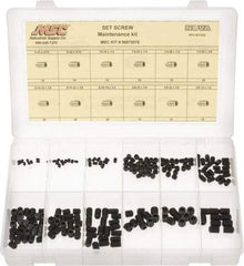 Value Collection - 200 Piece, #6-32 to 3/8-24, Steel Set Screw Assortment - Hex Head, Hex Socket Drive, 3/16 to 3/8" Long - Caliber Tooling