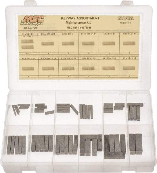 Value Collection - Key & Keyway Assortments Type: Keyway Maintenance Kit Number of Pieces: 58 - Caliber Tooling