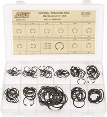 Made in USA - 150 Piece, 1/2 to 1-3/4", SpRing Assortment Steel, Snap Internal Retaining Ring Assortment - Includes Compartmented Case - Caliber Tooling