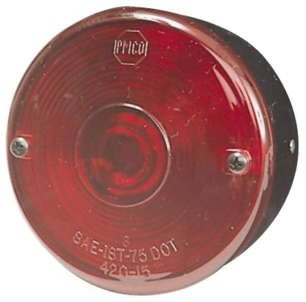 Peterson - 3-3/4" Diam, Red Lens & Reflector - Plastic, 12 Volt - Caliber Tooling