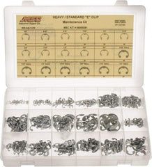 Made in USA - 565 Piece, 1/8 to 3/4", Steel, E Style External Retaining Ring Assortment - Includes Compartmented Case - Caliber Tooling