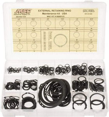 Made in USA - 444 Piece, 1/4 to 3", SpRing Assortment Steel, Snap External Retaining Ring Assortment - Includes Compartmented Case - Caliber Tooling