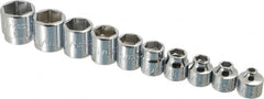 Proto - 10 Piece 3/8" Drive Standard Socket Set - 6 Points, 3/16 to 3/4", Inch Measurement Standard - Caliber Tooling