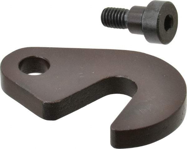 Made in USA - 21/32" Slot ID, 1-1/2" Slot to Bolt Hole Length, 3/8" Thick, Case Hardened Steel Swing C Washer - 9/16" Bolt Hole to Small End Radius, 1-1/8" Slot to Large End Radius, 1/2" Bolt Hole ID, 3/8" Shoulder Bolt, Black Oxide Finish - Caliber Tooling