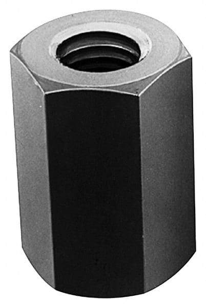 Jergens - 3/4-10 UNC, 1-7/8" OAL Steel Standard Coupling Nut - Black Oxide Coated, 1-1/4" Width Across Flats - Caliber Tooling