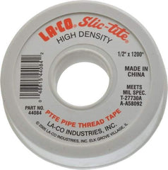 LA-CO - 1/2" Wide x 1,200" Long General Purpose Pipe Repair Tape - 3 mil Thick, -450 to 550°F, White - Caliber Tooling