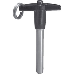 Ball Grip Quick-Release Pin: T-Handle, 1/2″ Pin Dia, 3/4″ Usable Length 2.35″ OAL, 17-4 Stainless Steel, Aluminum Handle