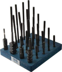 TE-CO - 38 Piece, 3/8-16 Stud, 1/2" T Slot, T Nut & Stud Kit - 7/8" T-Slot Nut Width, 3, 4, 5, 6, 7, 8" Stud Lengths - Caliber Tooling