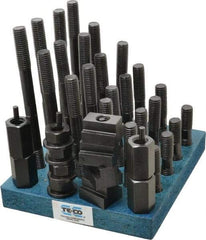 TE-CO - 38 Piece, 5/8-11 Stud, 13/16" T Slot, T Nut & Stud Kit - 1-1/4" T-Slot Nut Width, 3, 4, 5, 6, 7, 8" Stud Lengths - Caliber Tooling