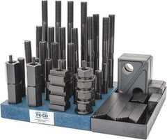 TE-CO - 50 Piece Fixturing Step Block & Clamp Set with 1" Step Block, 11/16" T-Slot, 5/8-11 Stud Thread - 1-1/8" Nut Width, 3, 4, 5, 6, 7 & 8" Stud Lengths - Caliber Tooling