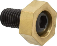 Mitee-Bite - 1-3/16" Brass Hex, 5/8-11 Stud Thread, Symmetrical Hex Clamp - 1/2" Hex Height, 6,000 Lb Holding Force, Hardened Steel Stud, 1-1/8" Long Thread, 100 Ft/Lb Torque, 4 Clamps - Caliber Tooling