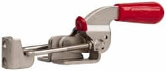 De-Sta-Co - 700 Lb Capacity, Horizontal, U Hook, Flanged Base, Stainless Steel Pull Action Latch Clamp - 1-3/4" Drawing Movement, 6.07" OAL, Threaded U Hook, Straight Handle - Caliber Tooling