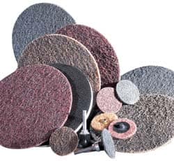 3M - 3" Disc Diam, Aluminum Oxide Quick Change Disc - Type R Attaching System, Nonwoven, Brown, Coarse Grade, 18,000 RPM - Caliber Tooling