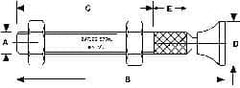 De-Sta-Co - 1/2-13 Carbon Steel Hex Head Tip Clamp Spindle Assembly - 63.5mm Thread Length, 72.14mm OAL, Flat Tip Cap, 3/4" Tip Surface Diam, Use with Toggle Clamps - Caliber Tooling