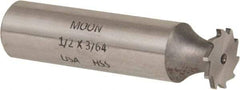 Made in USA - 1/2" Diam x 3/64" Face Width, High Speed Steel, 12 Teeth, Shank Connection Woodruff Keyseat Cutter - Uncoated, 2-1/16" OAL x 1/2" Shank, Straight Teeth - Caliber Tooling