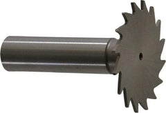 Made in USA - 1-1/2" Diam x 3/64" Face Width, High Speed Steel, 20 Teeth, Shank Connection Woodruff Keyseat Cutter - Uncoated, 2-1/4" OAL x 1/2" Shank, Straight Teeth - Caliber Tooling