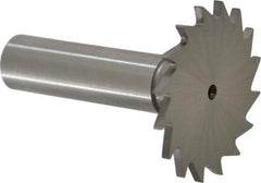 Made in USA - 1-1/2" Diam x 5/64" Face Width, High Speed Steel, 20 Teeth, Shank Connection Woodruff Keyseat Cutter - Uncoated, 2-1/4" OAL x 1/2" Shank, Straight Teeth - Caliber Tooling