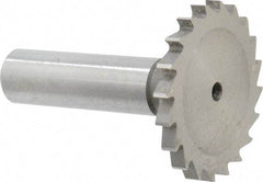 Made in USA - 1-1/2" Diam x 9/64" Face Width, High Speed Steel, 20 Teeth, Shank Connection Woodruff Keyseat Cutter - Uncoated, 2-1/4" OAL x 1/2" Shank, Straight Teeth - Caliber Tooling