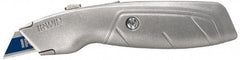 Irwin - Retractable Utility Knife - 2-1/4" Blade, Silver Aluminum Handle, 1 Blade Included - Caliber Tooling